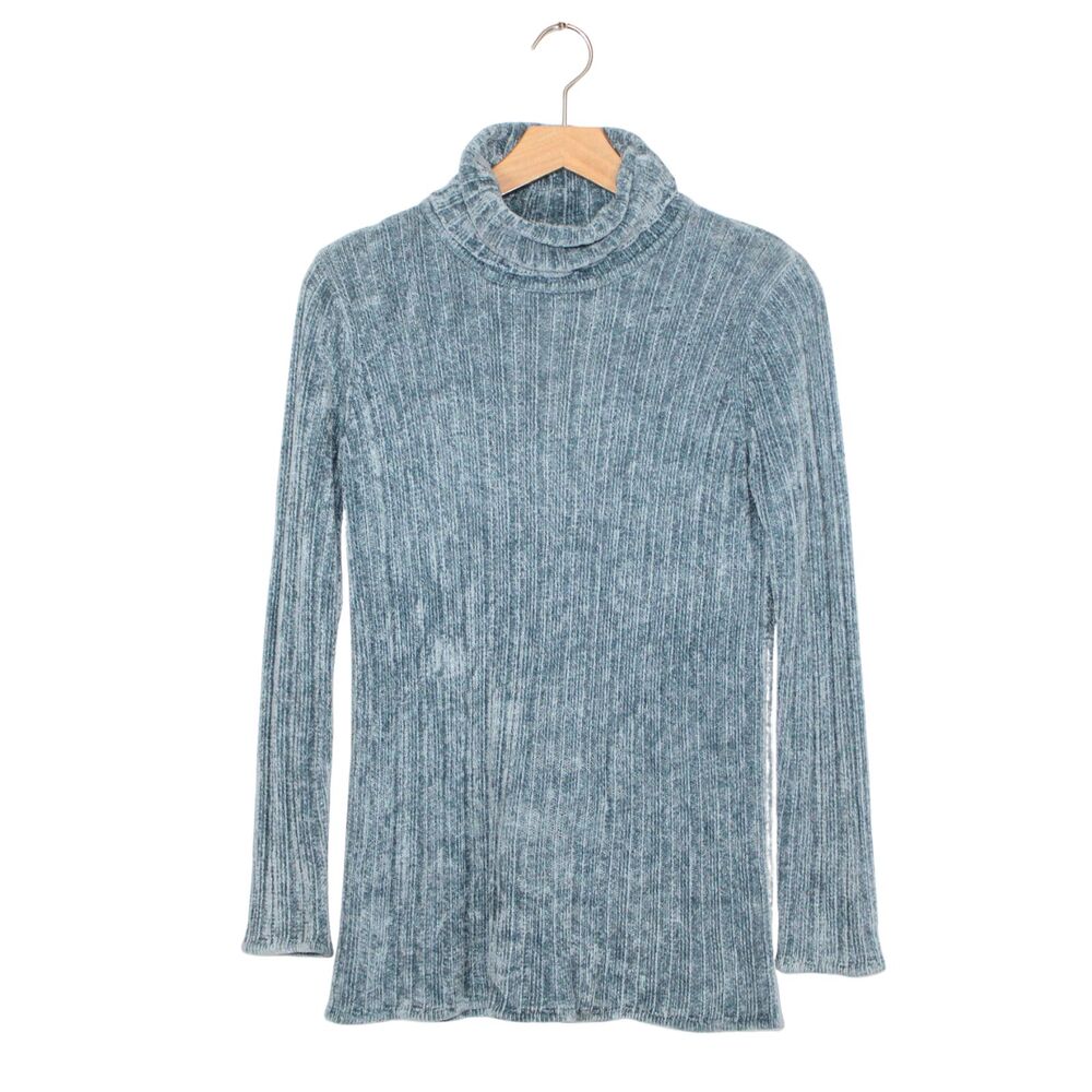 Vintage 90s Ann Taylor women's turtleneck chenille sweater size XS light blue